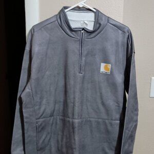 Carhartt 1/4 Zip Long Sleeve Pullover Mens Size Large Silver Gray